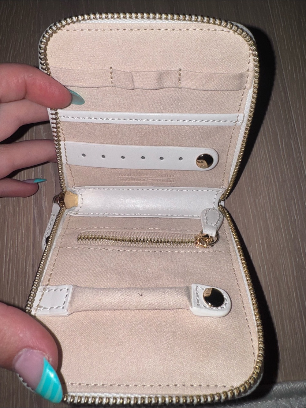 WOLF White Studded Zip Wallet with Gold Accents - Picture 3 of 3